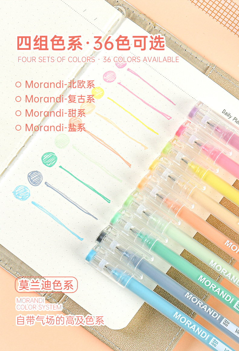 Morandi Colors Gel Ink Markers Pen Highlighter Journal Drawing