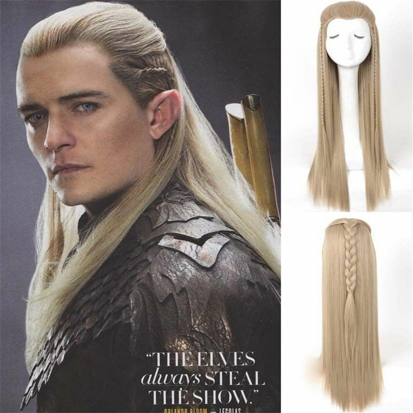The Hobbit Legolas Long Straight Braids Men Wig Ash Blond Cosplay