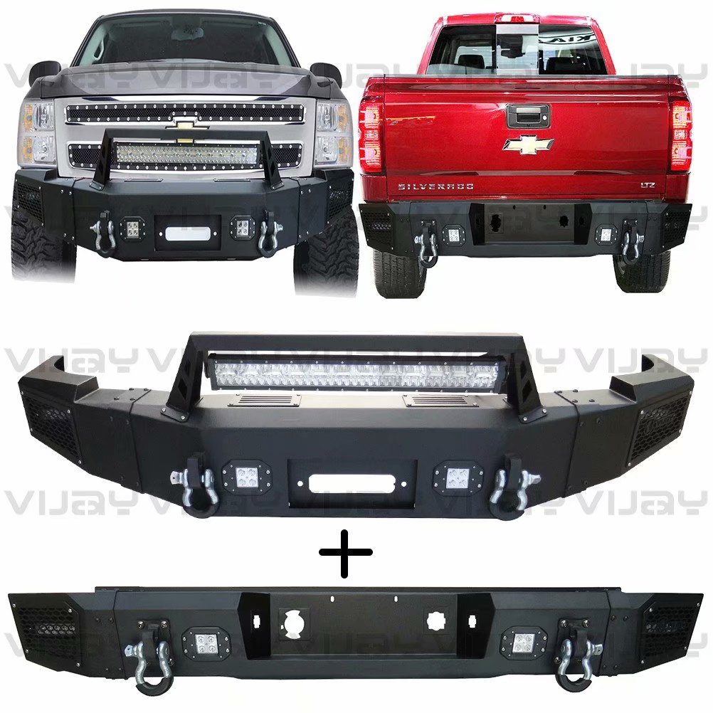 Fit 2007-2013 Chevy Silverado1500 Front & Rear Bumper w/Winch Plate ...