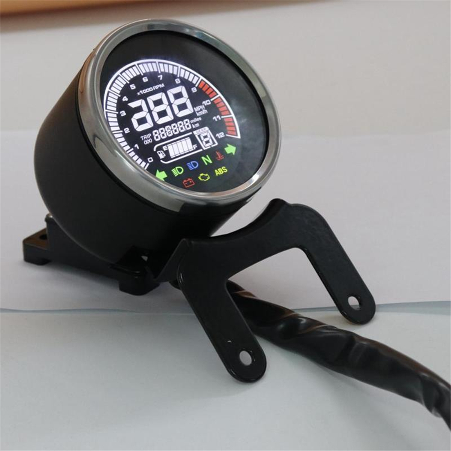 Universal Round Digital Motorcycle Speedometer Odo Tacho