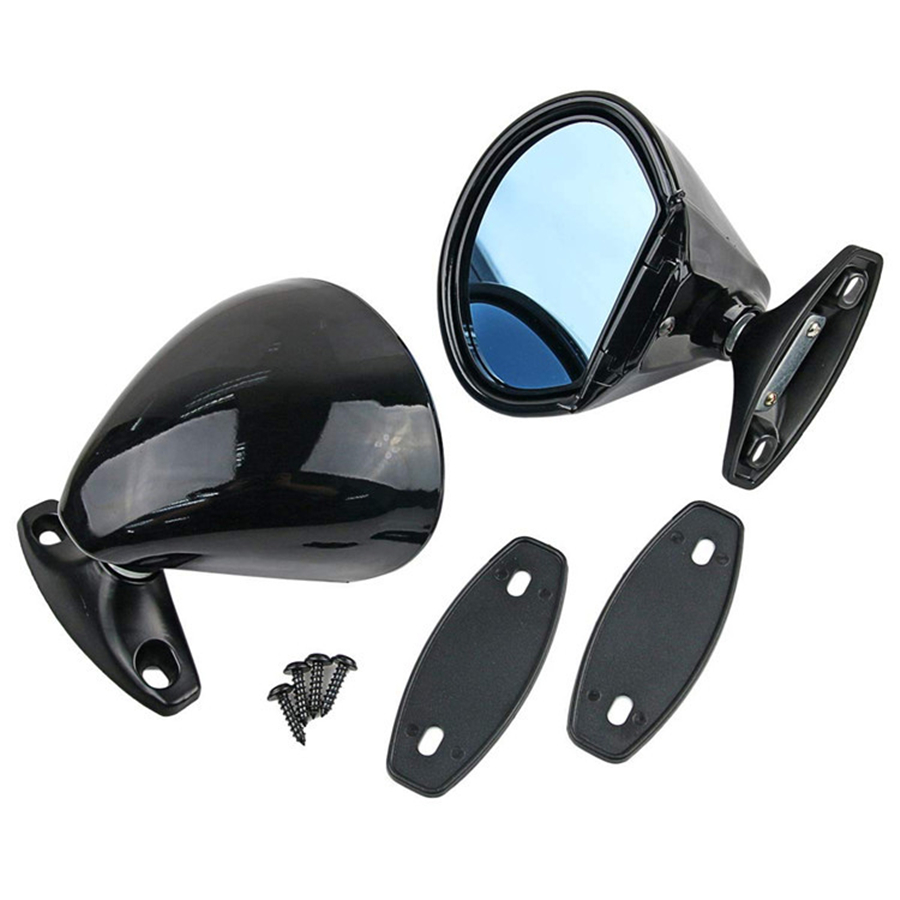 2Pcs Universal Classic Style Car Door Side Mirror Vintage Black Rear