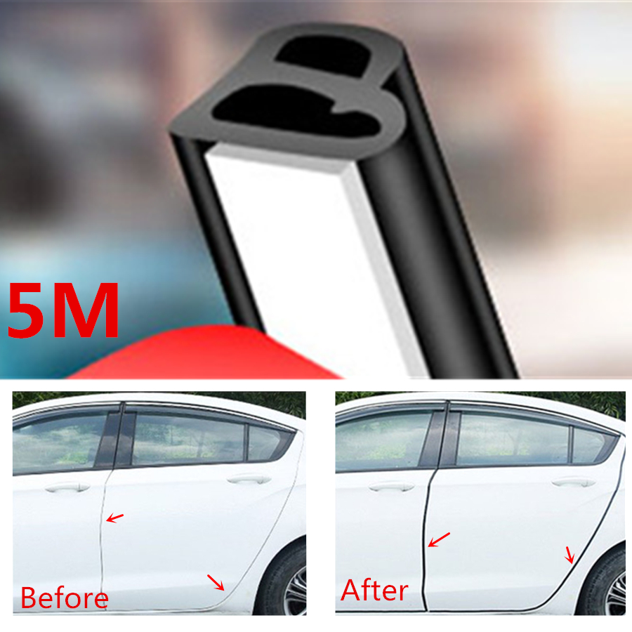 5M/196" Black PVC Rubber Car Auto Door Trunk Lip Edge Seal Trim Protector Strip