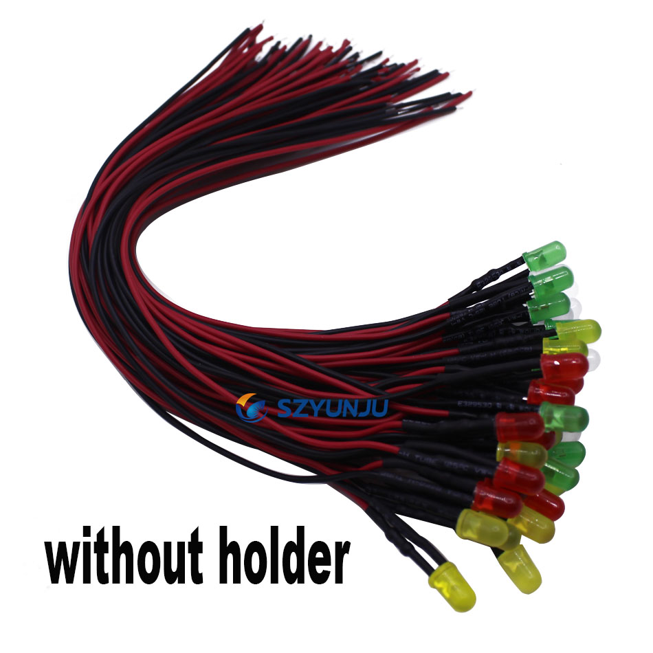 DC12V//24V 5mm Pre-wired Diffused LED Light Emitting Diodes Red Green Blue white