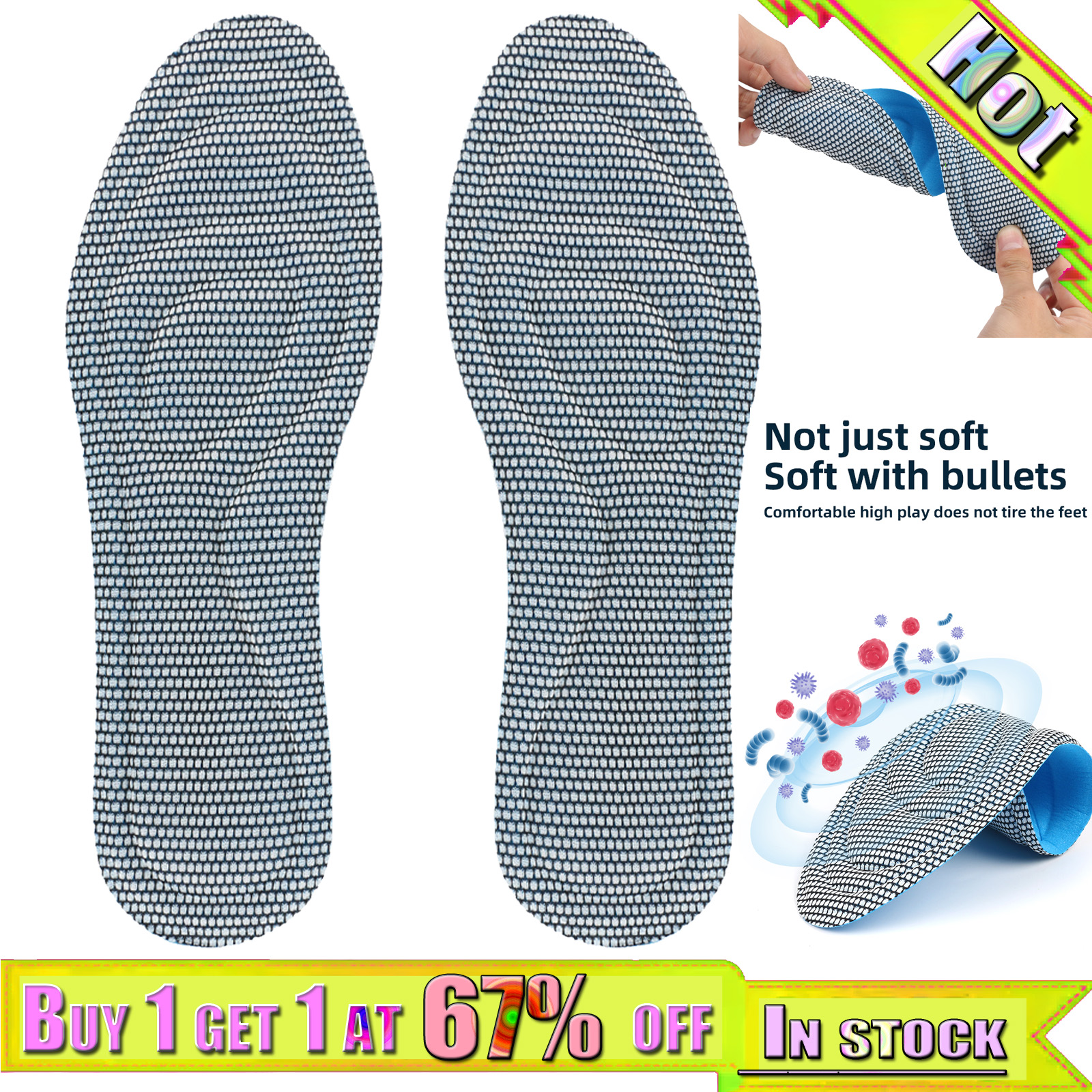 thumbnail image 2 of Riemot Memory Foam Shoe Insoles For Men And Women – Comfort, Pain Relief, Soft Inner Soles – Full Length 2 of 4