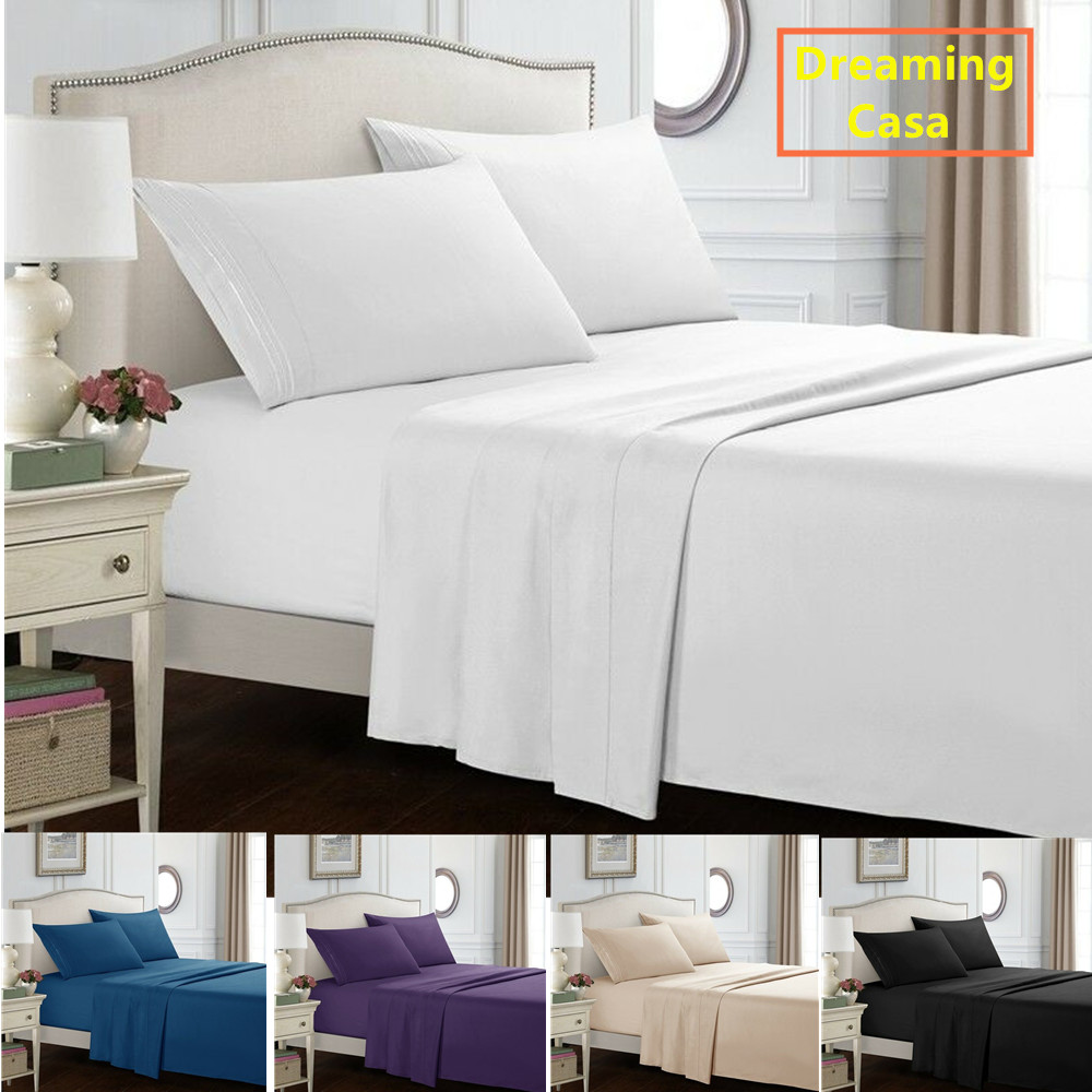 Queen Size sheets deep pocket 1800 Count 4 P Bed Sheet Set Deep Pocket