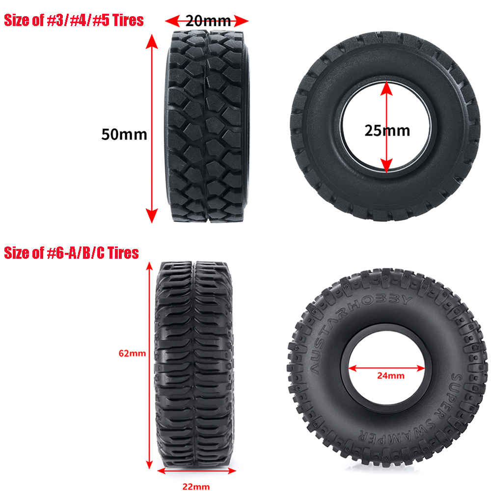 FLYXM 1.0 Rear Dually Wheel Rims (4 Pack) For 1/24 RC Crawler - Imitation Tractor Style For Axial SCX24