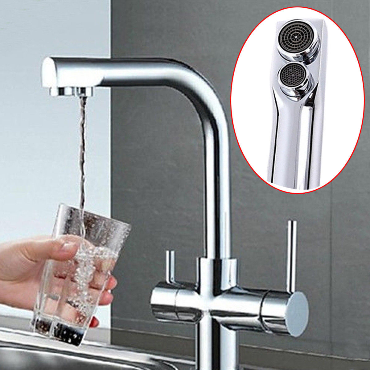 Details About Basin Sink Mixer Tap 3 Way Double Handle Kitchen Pure Water Spout Filter Faucet