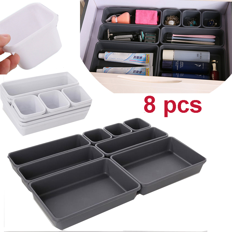 8pcs Storage Organiser Set Box Drawer Jewellery Cosmetic Drawer