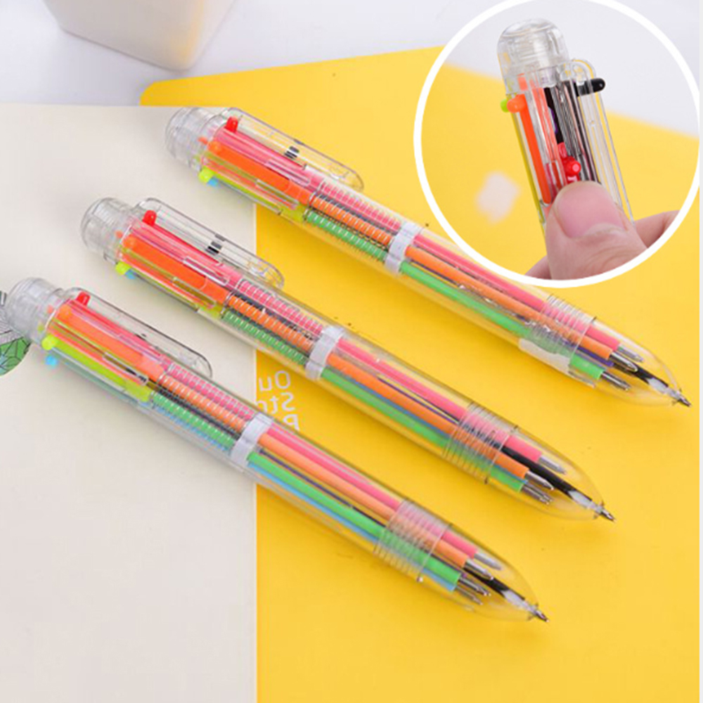 Multi-color 6 in 1 Color Ballpoint Pen Ball Point Pens Kids School Office Supply