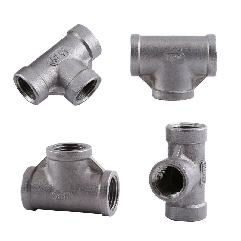 1//8/" 1//4/" 3//8/" 1//2/" 3//4/" BSP Female Tee 3 Way 304 Stainless Steel Pipe Fittings