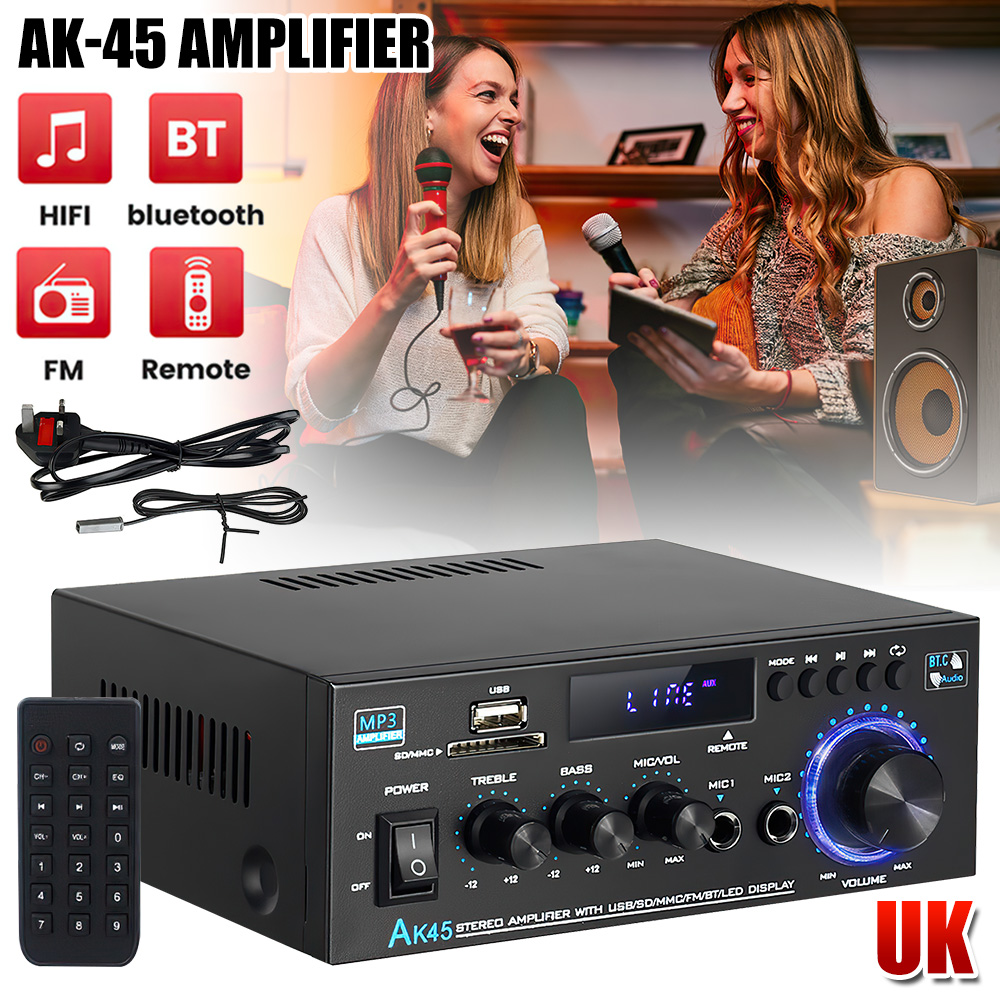 Woopker AK55/AK45 Pro/AK45/AK35 Sound Amplifier Bluetooth Digital Amplifier For Home Car Karaoke 2 Channel HiFi Audio Amp FM USB