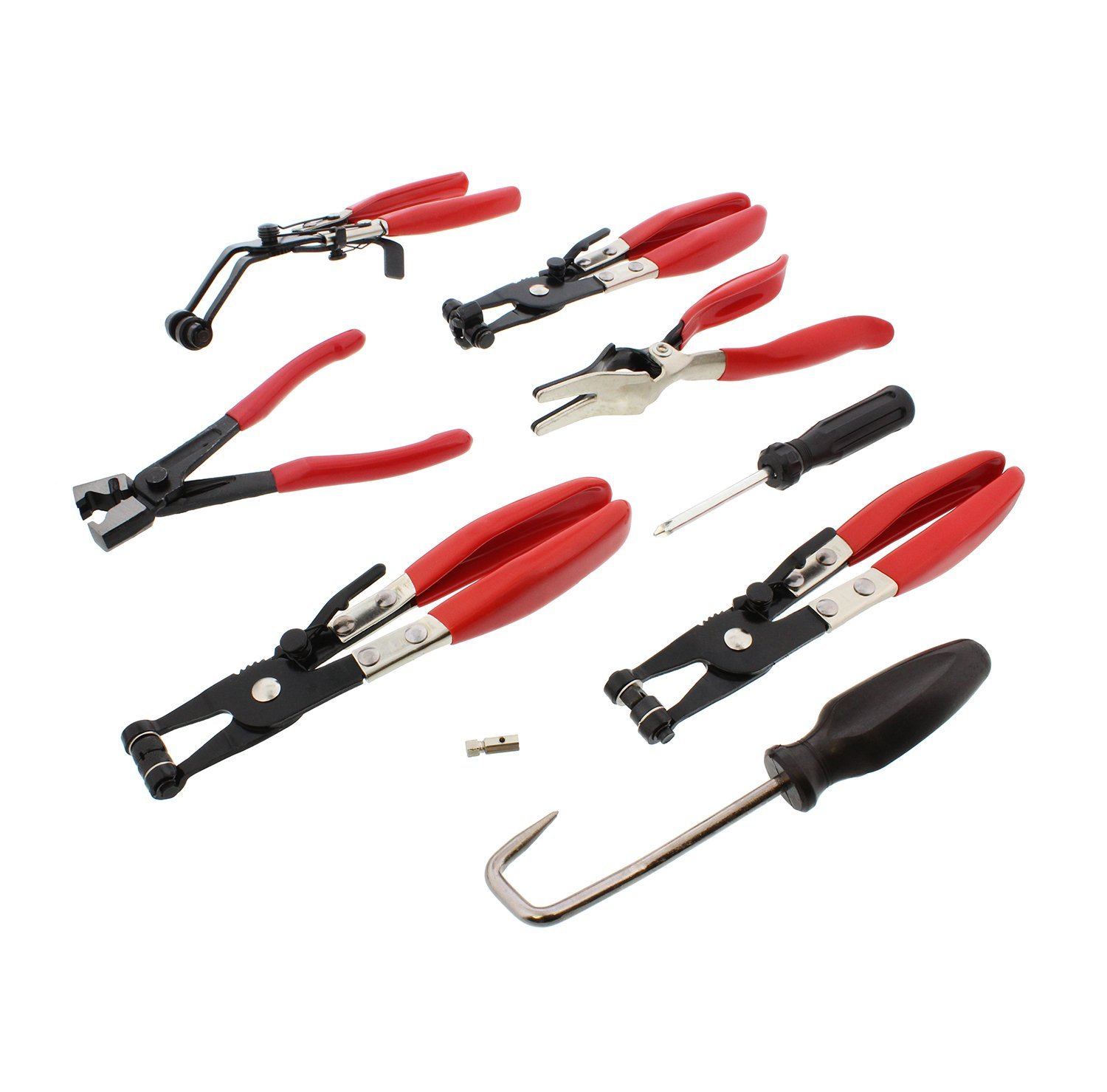 Flexible Hose Clamp Clip Plier Set Swivel Jaw Flat Angled Band