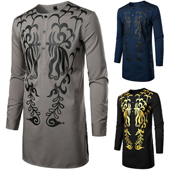 Men African Traditional Printed Dashiki Luxury Hidden Button Short Sleeve Shirt