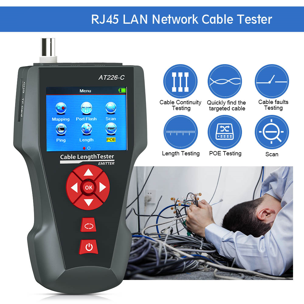 Noyafa NF-8601W Tester RJ45 PING/POE RJ11 LAN Network Cable Tester Wire ...