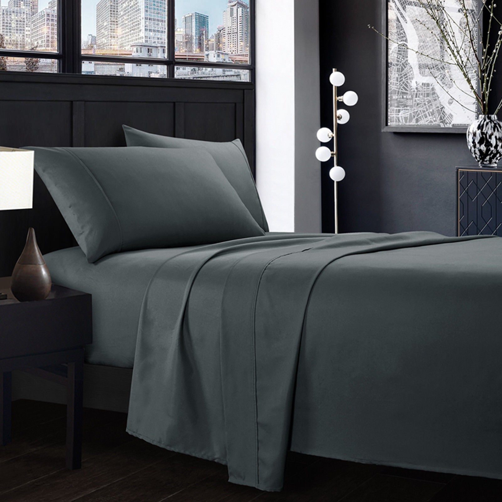 KING SIZE SHEETS 1800 Count 4P Bed Sheet Set Deep Pocket Hotel Luxury Sheets R1