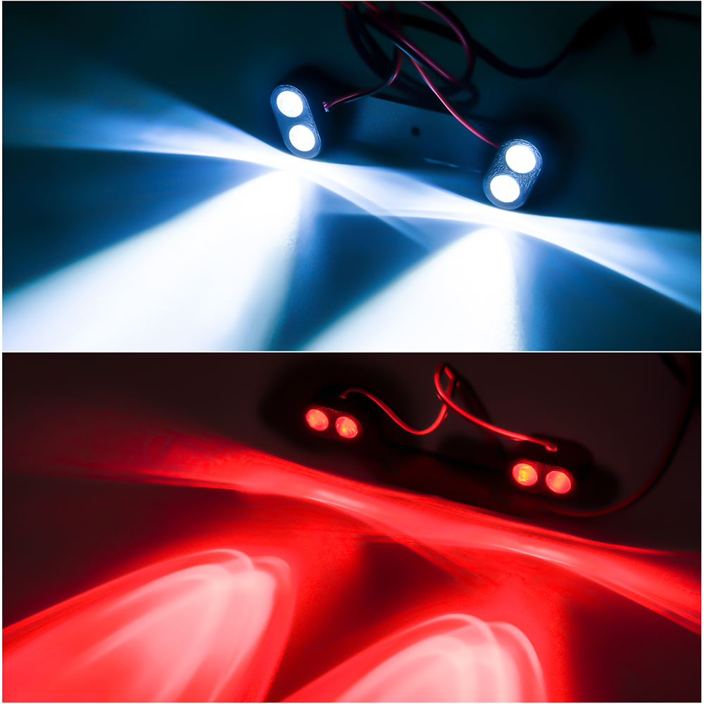 2 Fari LED Per Modellismo RC 1/8 1/10 - Per TRX4, TRX6, Axial, Redcat RR10 - Nero - Foto 2