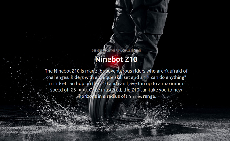 Ninebot One Z6 / Z10 electric unicycle 28 mph 1800 Watt Ninebot One Z6 / Z10 electric unicycle 28 mph 1800 Watt