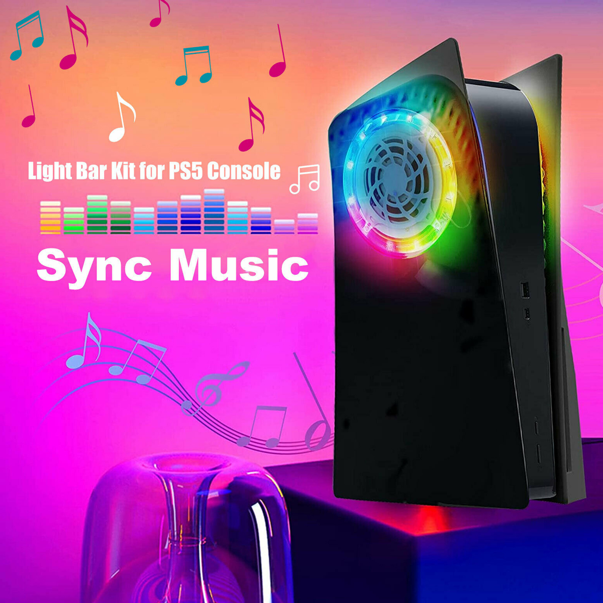 For PS5 Game Console Atmosphere Light RGB LED Light Strip Bar APP USB  Remote Controller Colorful Pickup Light Bar Strip for PS5
