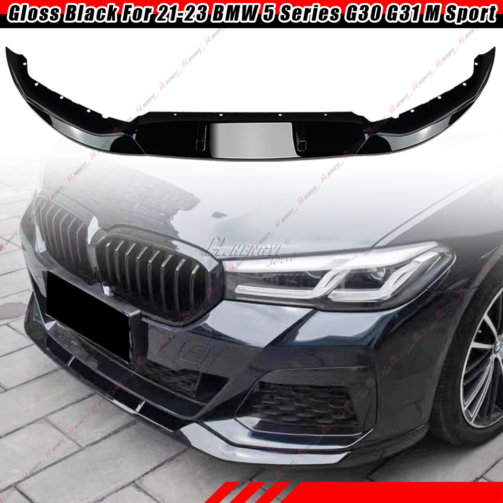 Painted Black Front Bumper Lip Spoiler For 2021-2023 BMW 5-Series G30 M-Sport