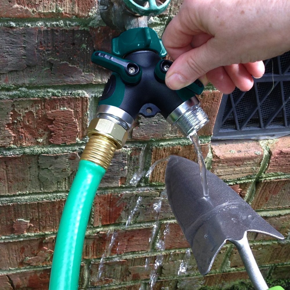 2 Way Y Hose Connector,Garden Faucet Splitter Metal Body Comfortable