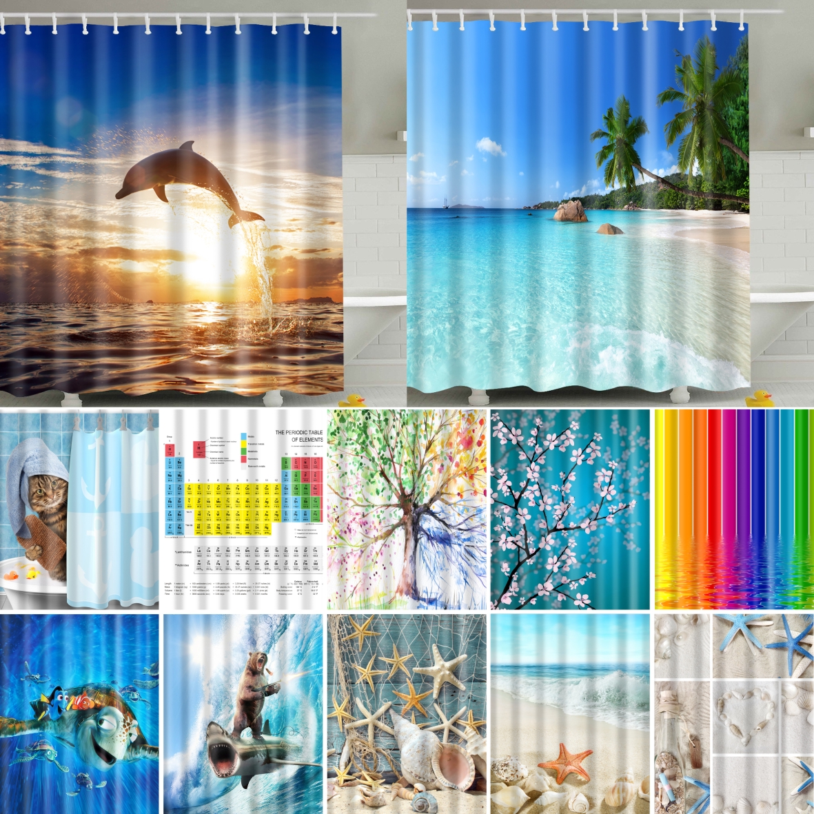 UK Waterproof Polyester Fabric Bathroom Shower Curtain Sheer Panel