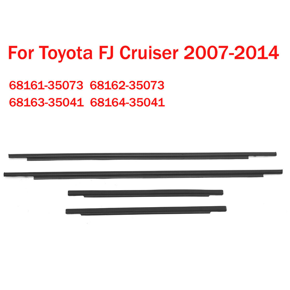 4x Window Weatherstrip Seal Belt Moulding For Toyota FJ Cruiser 2007-2014 - Front & Rear, Driver & Passenger - Black