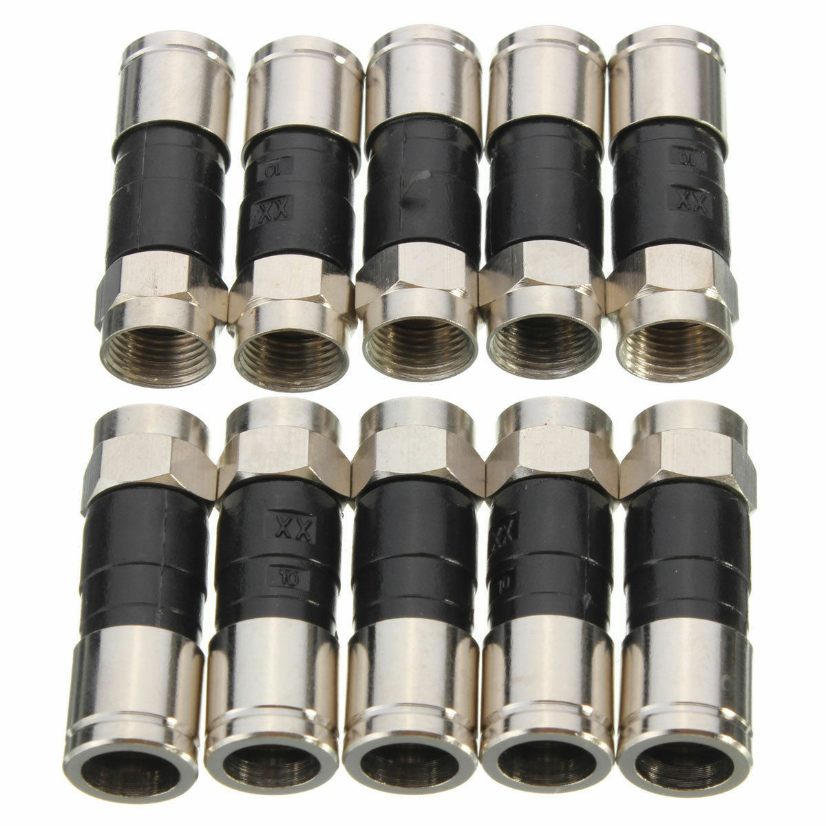 TAAPSEE RG6 F Type Connector Coax Compression Fitting Coaxial Straight Antenna Cable Adapter Pack 10 F Connector Wire