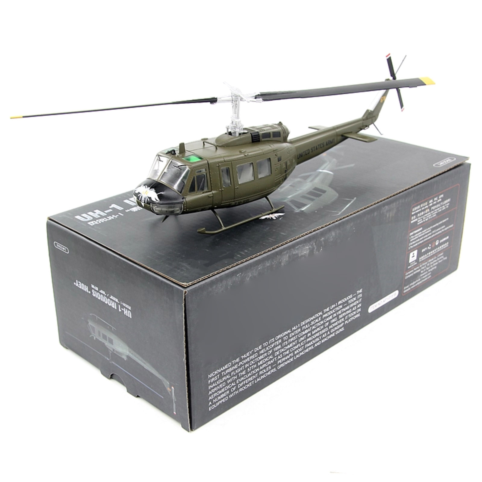 Premium 1:48 Scale US Army UH-1 Huey Helicopter Diecast Model with