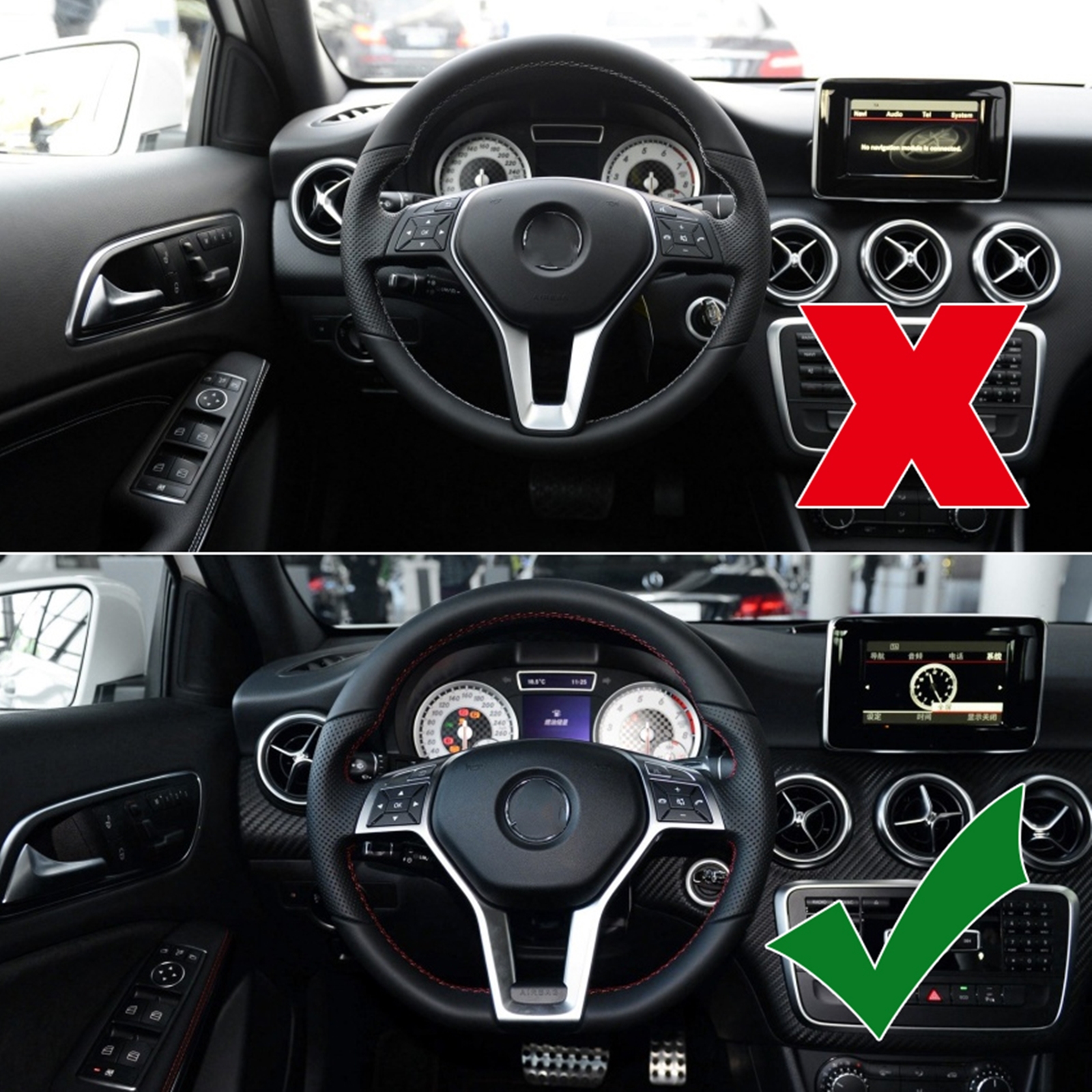 AMG Style Steering Wheel Trim Cover - Silver ABS Plastic, Fits 2012-2014 Mercedes C, E, CLA, CLS, SLK Class 13 thumbnail image