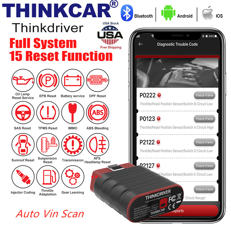 Thinkdriver Car OBD2 Scanner Bluetooth All System ABS SRS