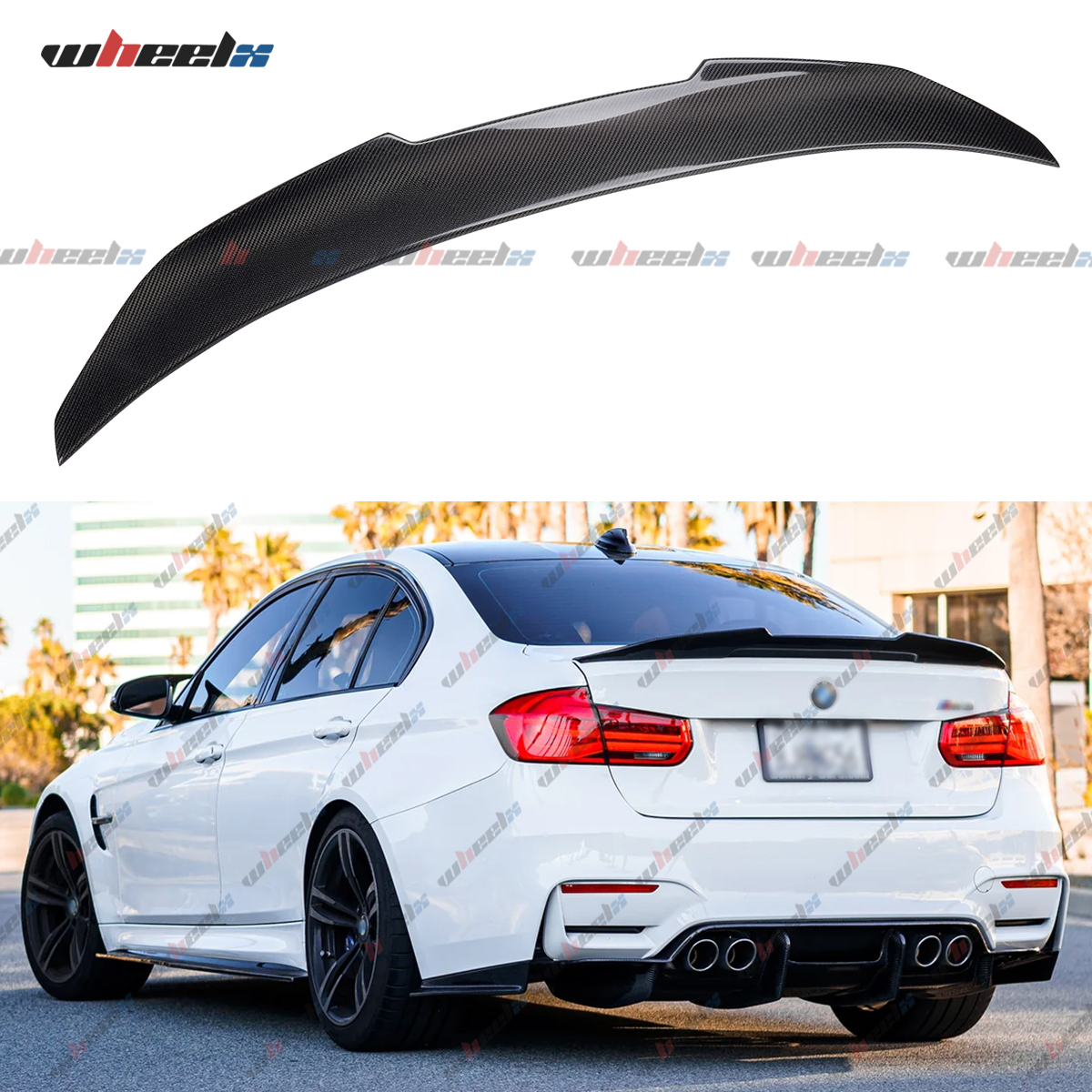 WheelX Gloss Black PSM Style Rear Trunk Spoiler For BMW F30 F80 M3 (2012-2018) – ABS Plastic, No Drilling