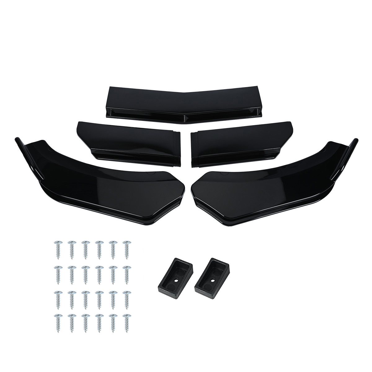 Gloss Black Front Bumper Lip Spoiler (3-Piece) For BMW 3 Series E46, E90, E91, E92