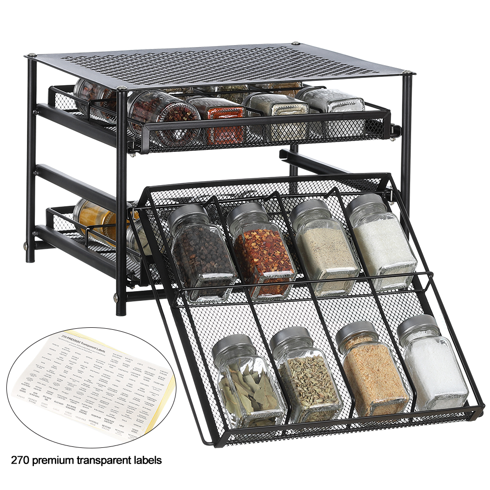 Metal 3tier Tilt Down 24 Bottles Kitchen Spice Rack Seasoning Rack