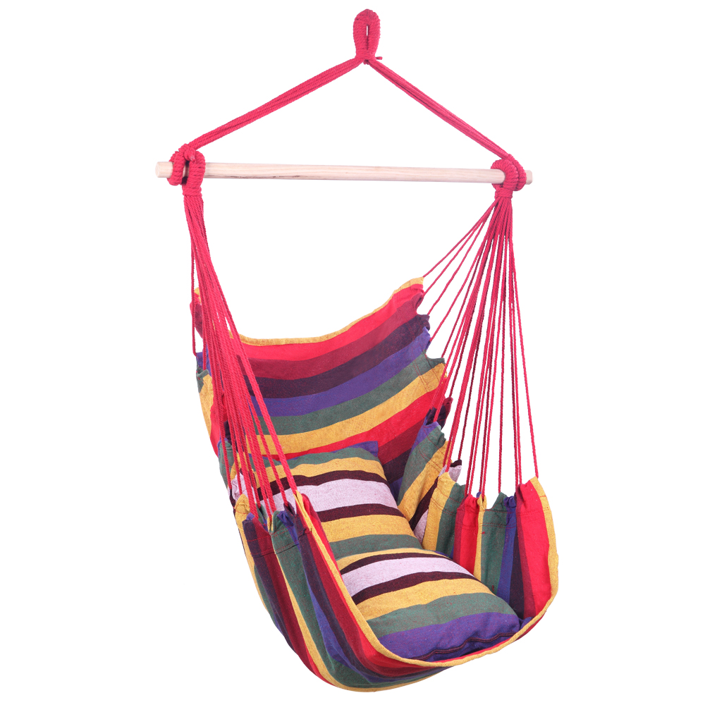 Hammock Hanging Rope Chair Porch Swing Seat Camping With 2