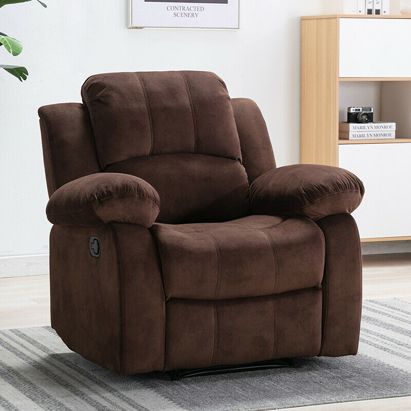 Manual Recliner Chair Fabric Armchair Sofa Padded Living Room Chaise Comfortable
