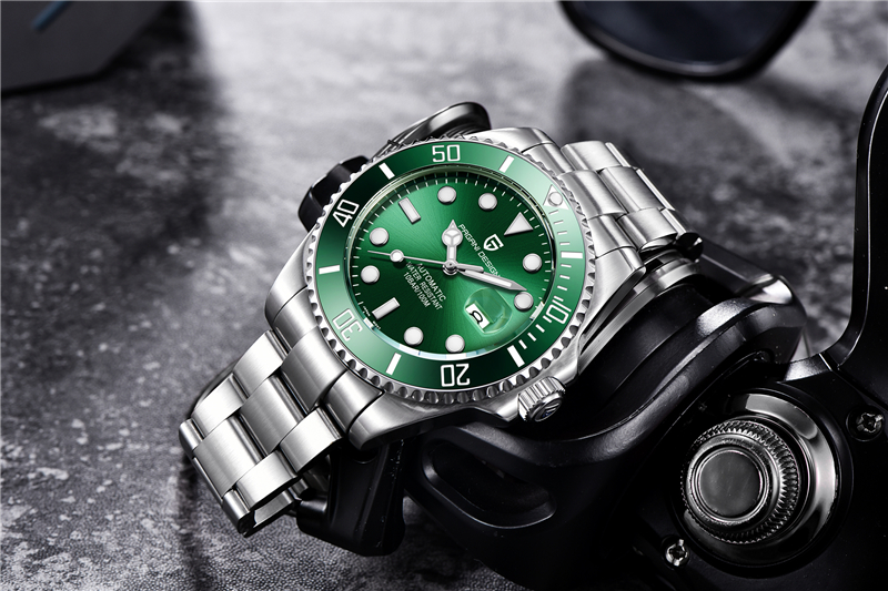 PAGANI DESIGN Mens Automatic Watch Green Dial Wrist Watch