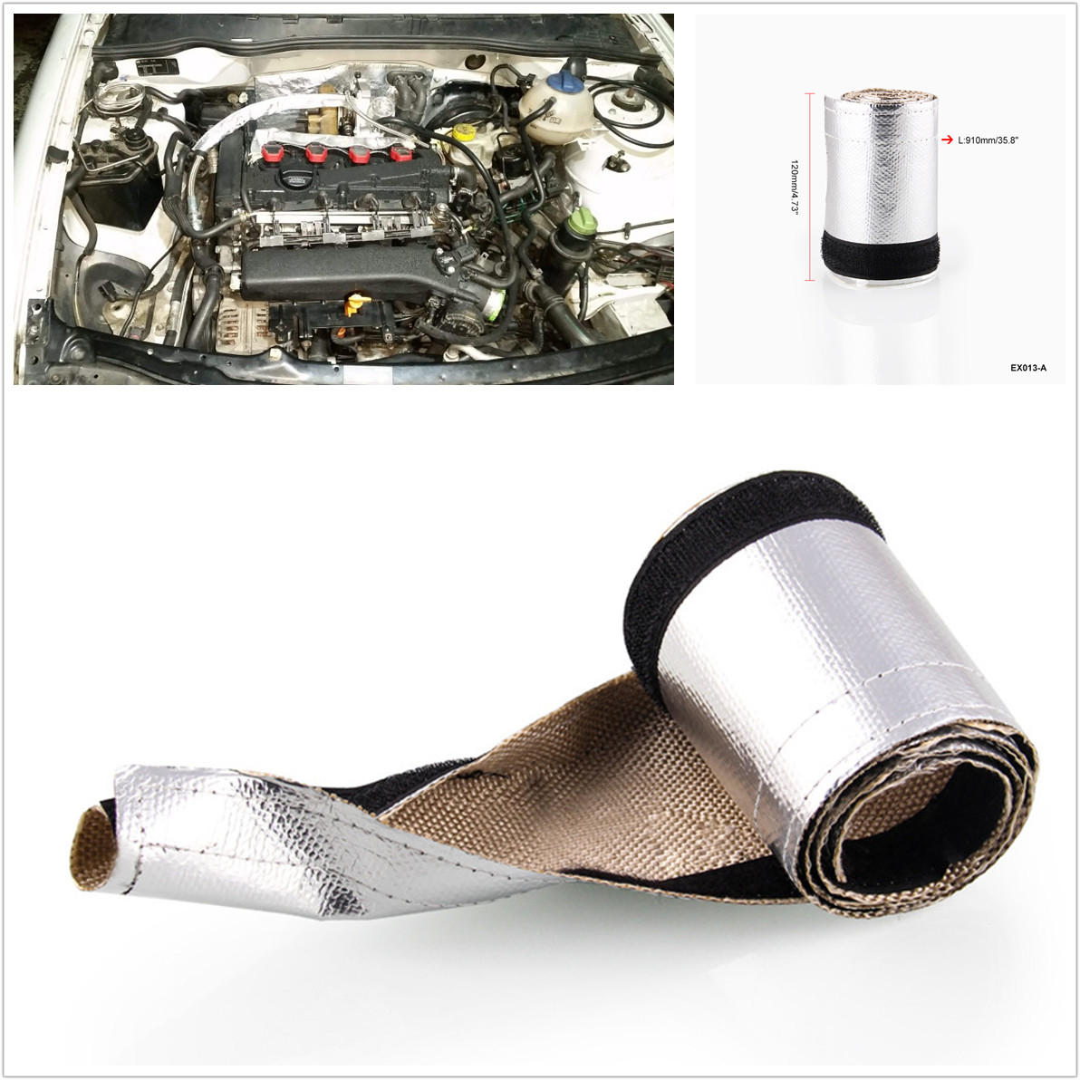 Metallic Heat Shield Thermal Sleeve Insulated Wire Hose Cover Aluminum