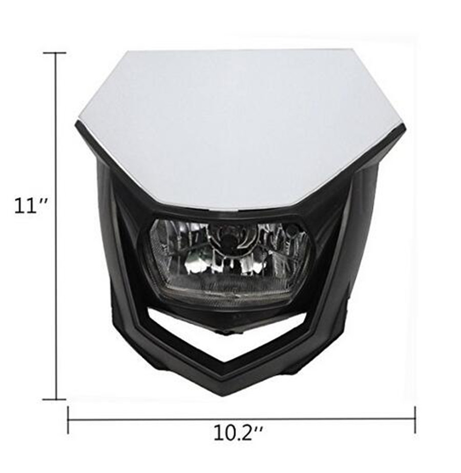 1x White Bike Motorcycle Headlight Kit 12V H4 Bulb Universal Custom w// Brackets