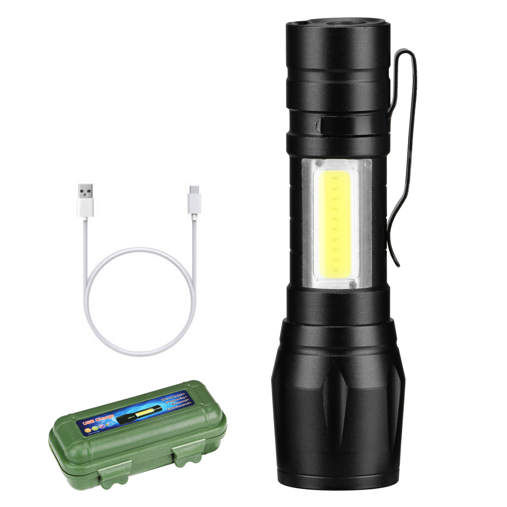 Portable T6 COB LED Flashlight Torch 18650 USB Lamp Light Camping Rechargeable 