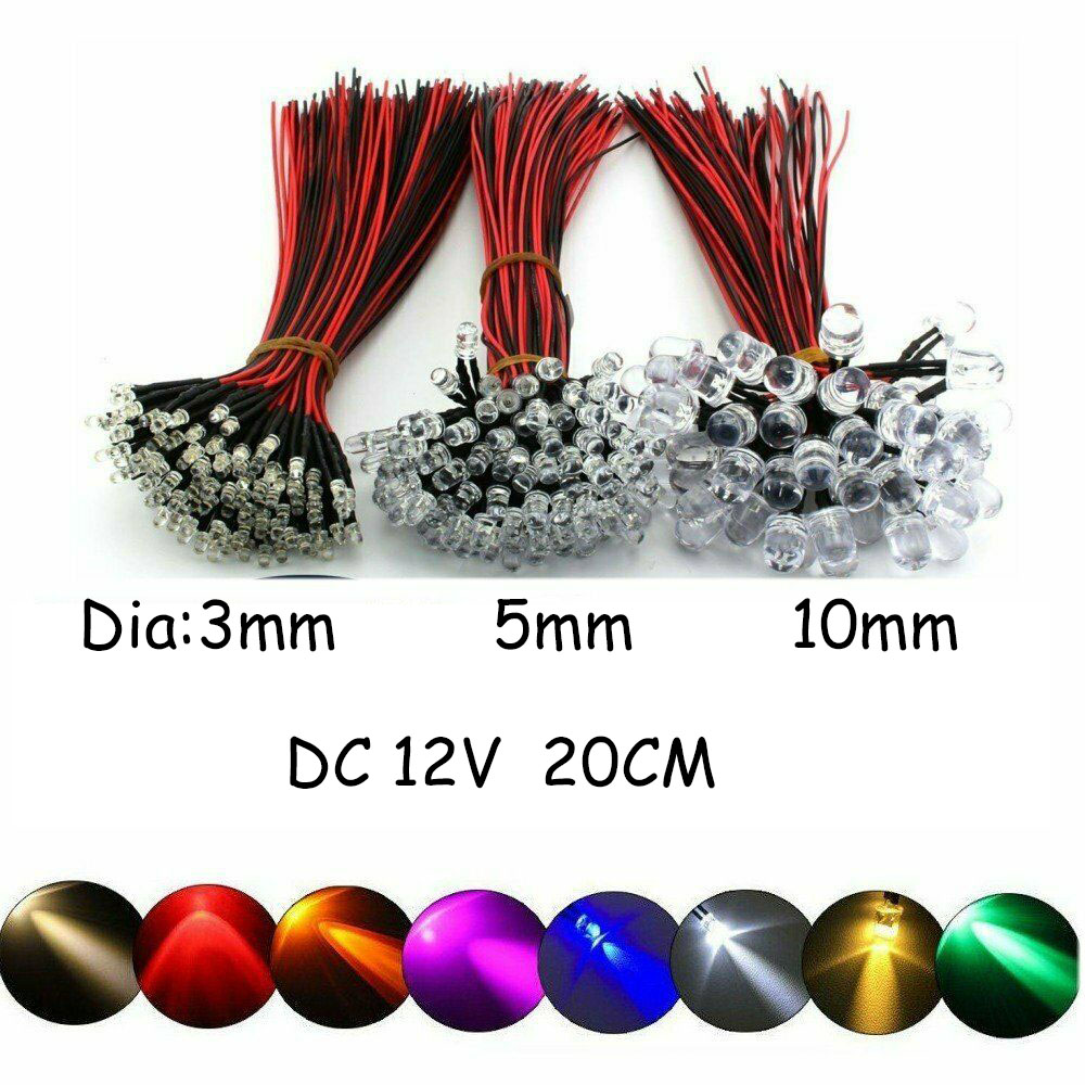 DC12V 3/5/10mm Emitting Diodes LED Bulb Light Small Wire Bead Diode ...