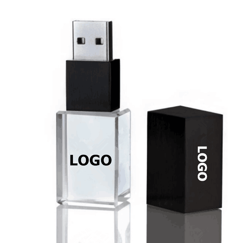 Custom Logo Crystal USB 2.0 Flash Drive DJ Music Photo Storage Pendrive Box