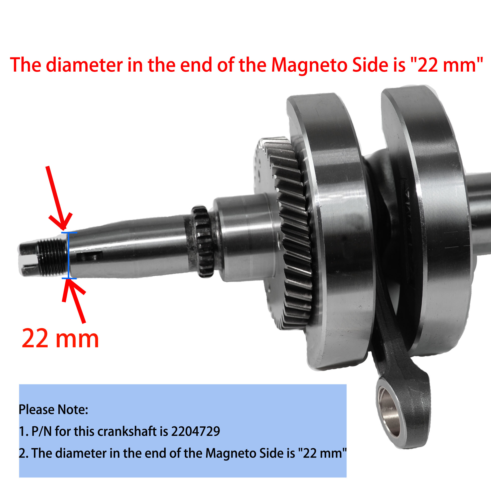 thumbnail image 2 of KALAMA Crankshaft For Polaris RZR 570 (2012-2016) & Ranger/Sportsman 570 (2014-2017) - Replaces 2204729 2 of 4