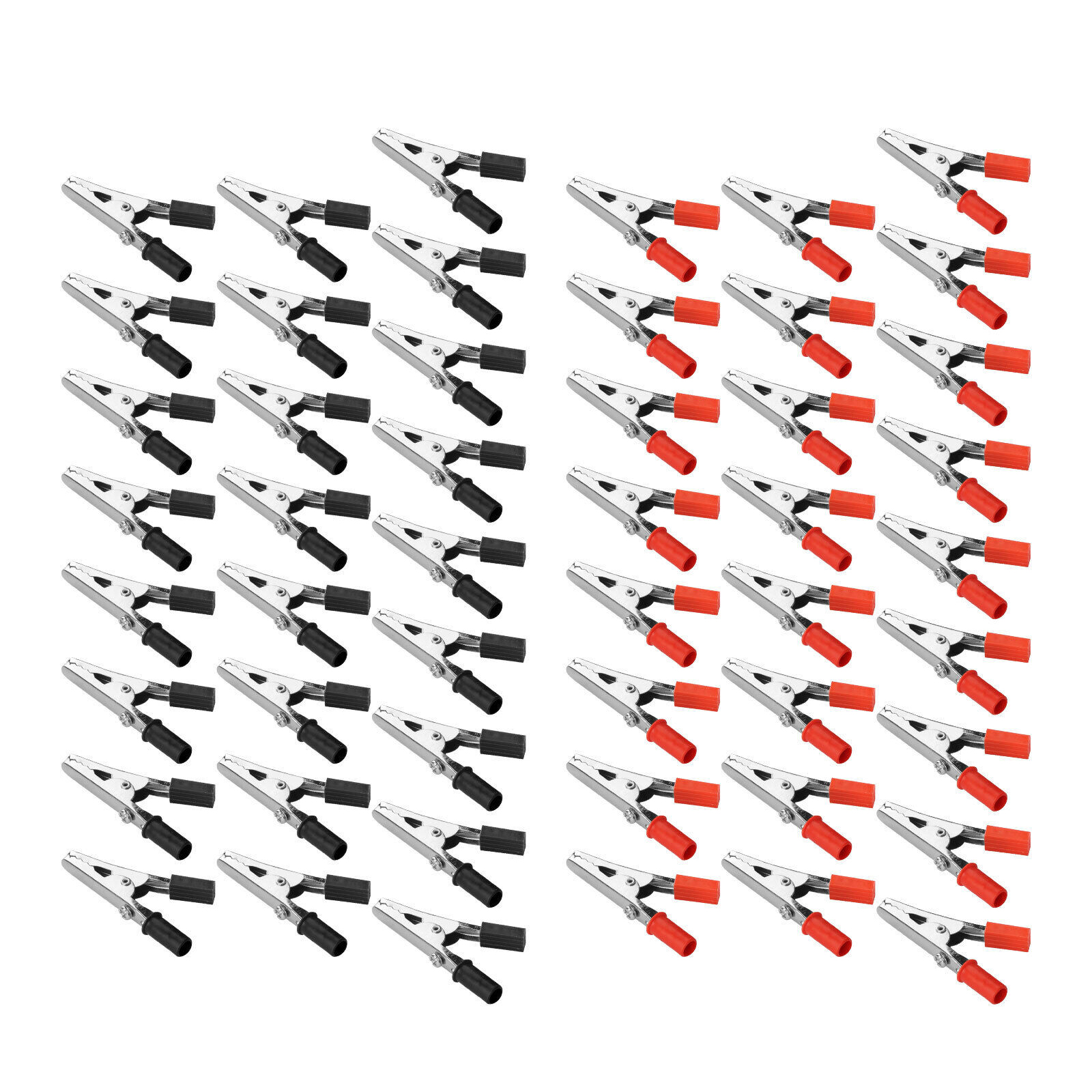 50-Piece Alligator Clip Set – Red & Black Test Clamps With Plastic Handles