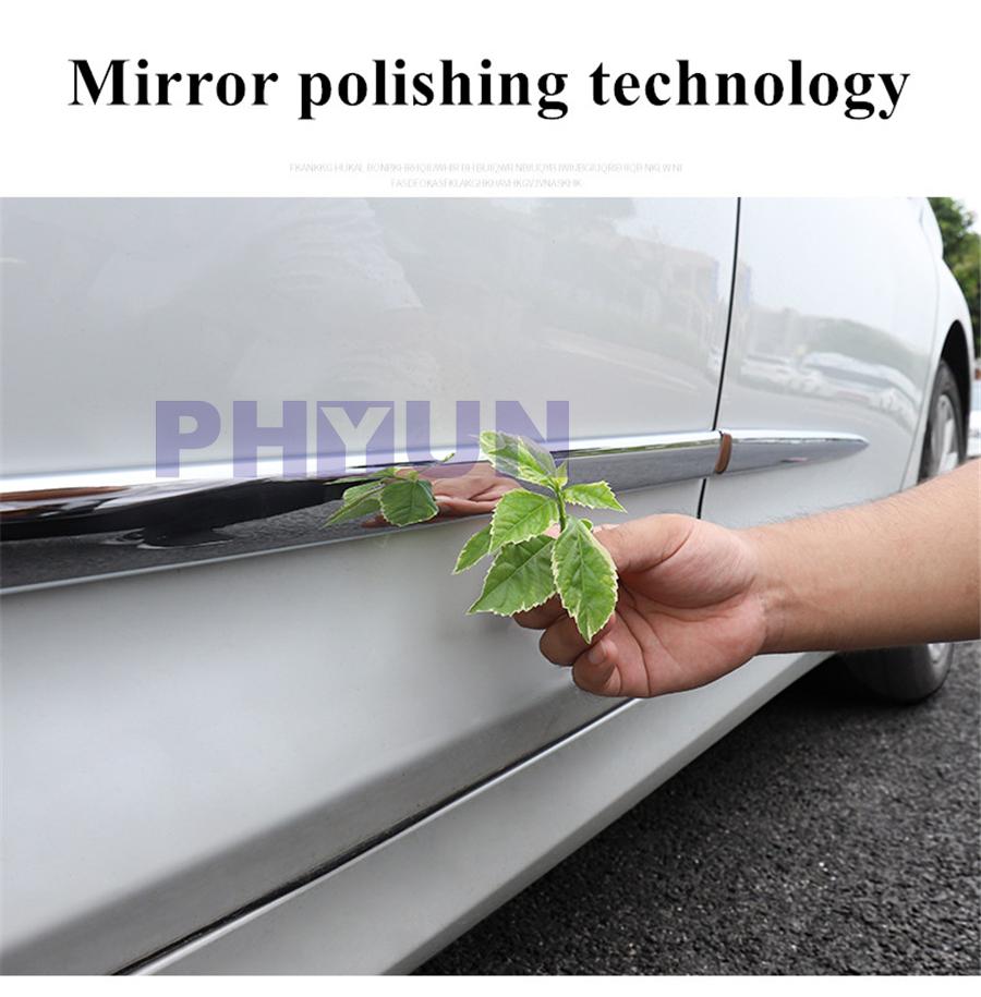 4Pc Chrome Universal Car Door Side Molding Body Trim Side Skirt Line Decor Strip