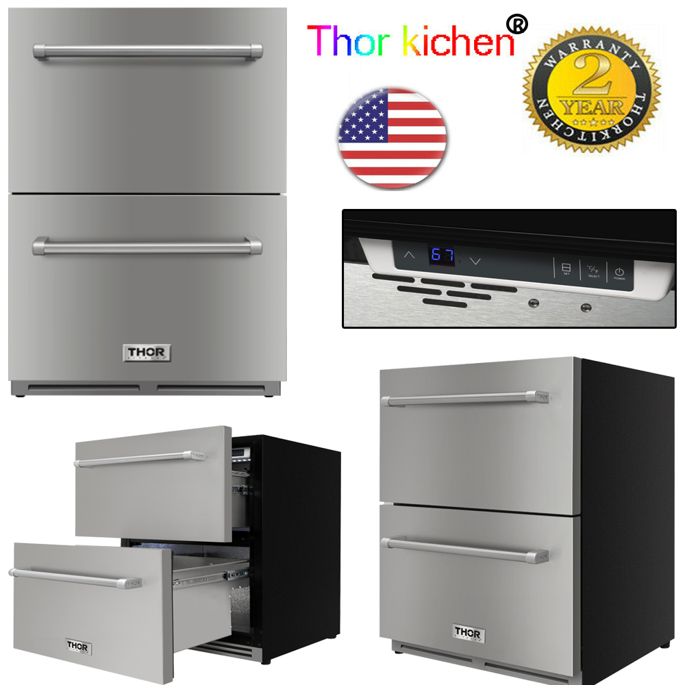 Thor Kitchen 24 in Double Drawer Under Counter Drawer Refrigerator