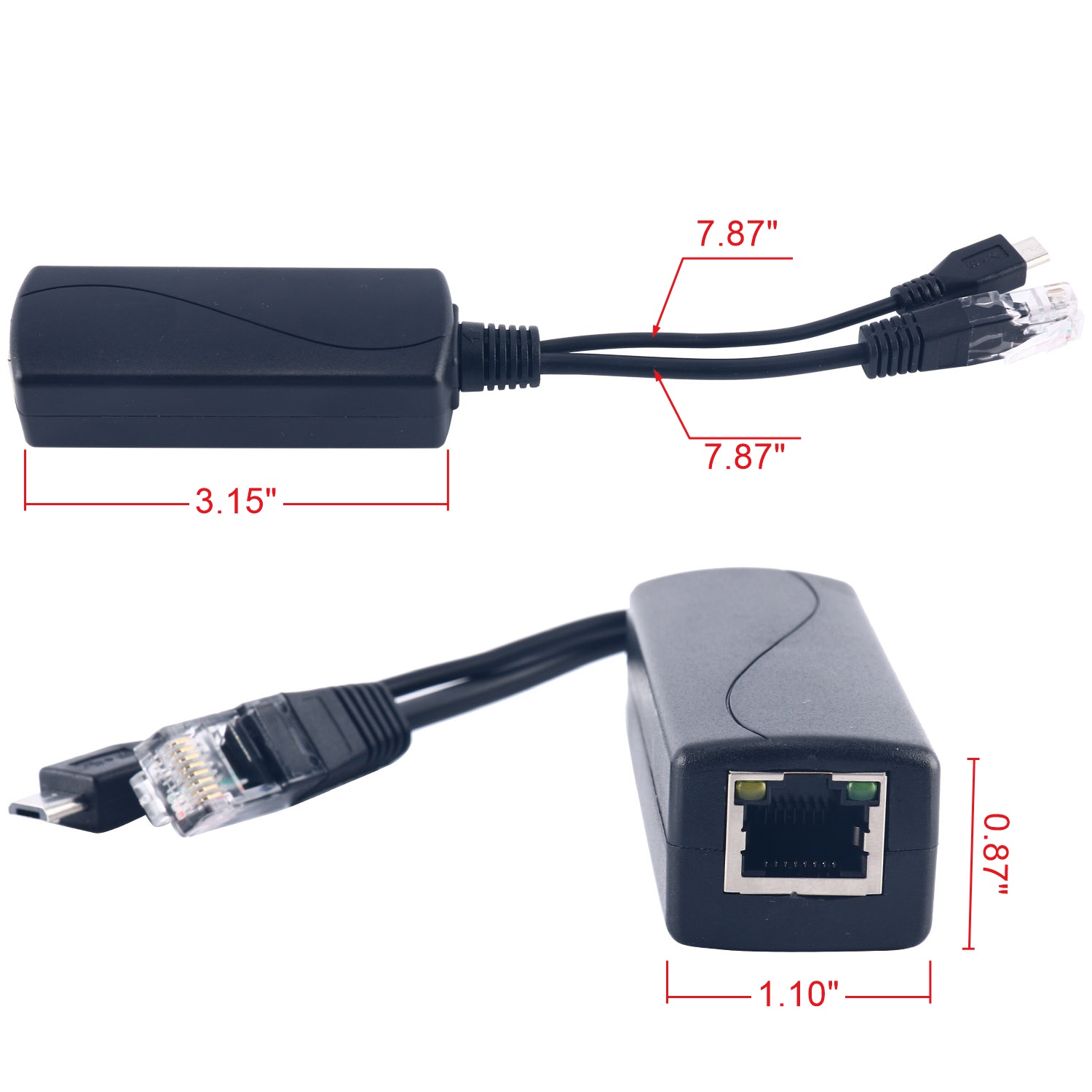 4PCS Micro USB Active POE Splitter Power 48V to 5V 2.4A for Raspberry