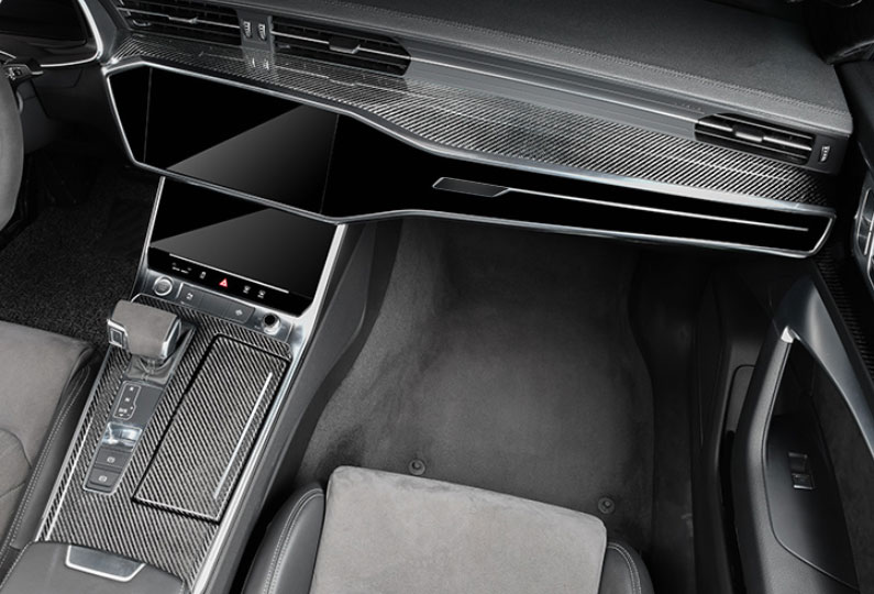 2Pcs Carbon Fiber Interior Lenkradabdeckung Trim für Audi A6 A7