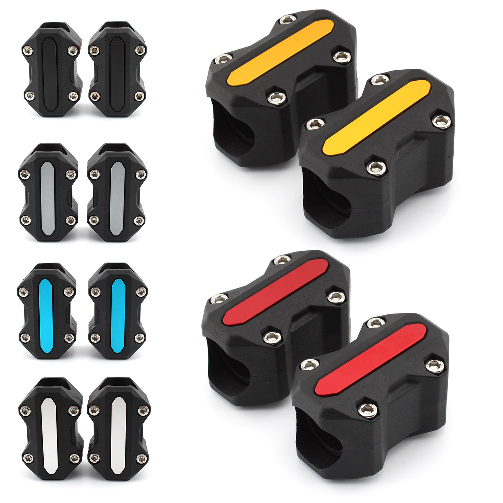 Universal Motorcycle Crash Bar Protectors - POM Bumper Blocks For 22mm 25mm 28mm Bars (Blue, 2pc) - View #3