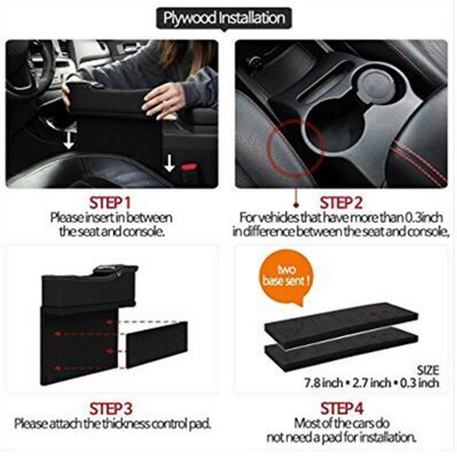Car Seat Driver Storage Box Catcher Gap Filler Coin Collector Cup Holder Coffee