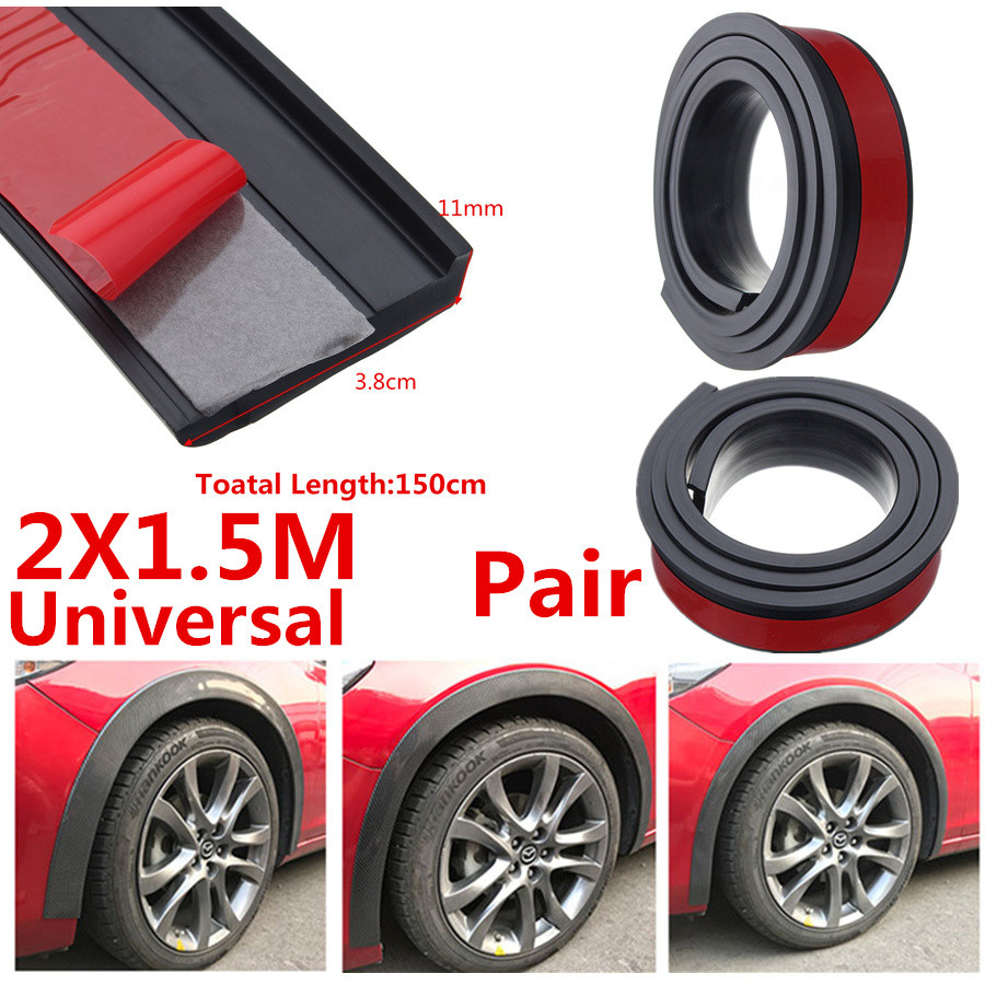 Universal Car Wheel Trim Rubber Fender Moulding Flares Protection Strip 2x 1.5m